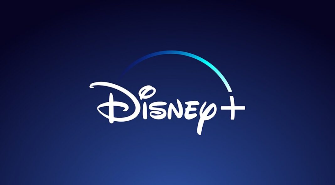 Logo Disney+ sur fond bleu