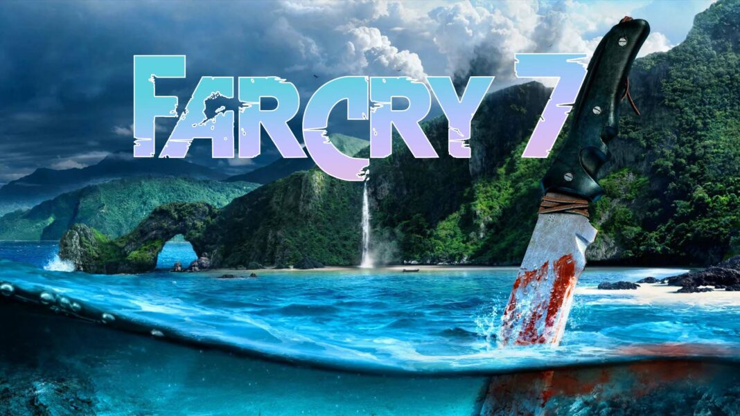 Logo de Far Cry 7 devant une mer agitée et un poignard