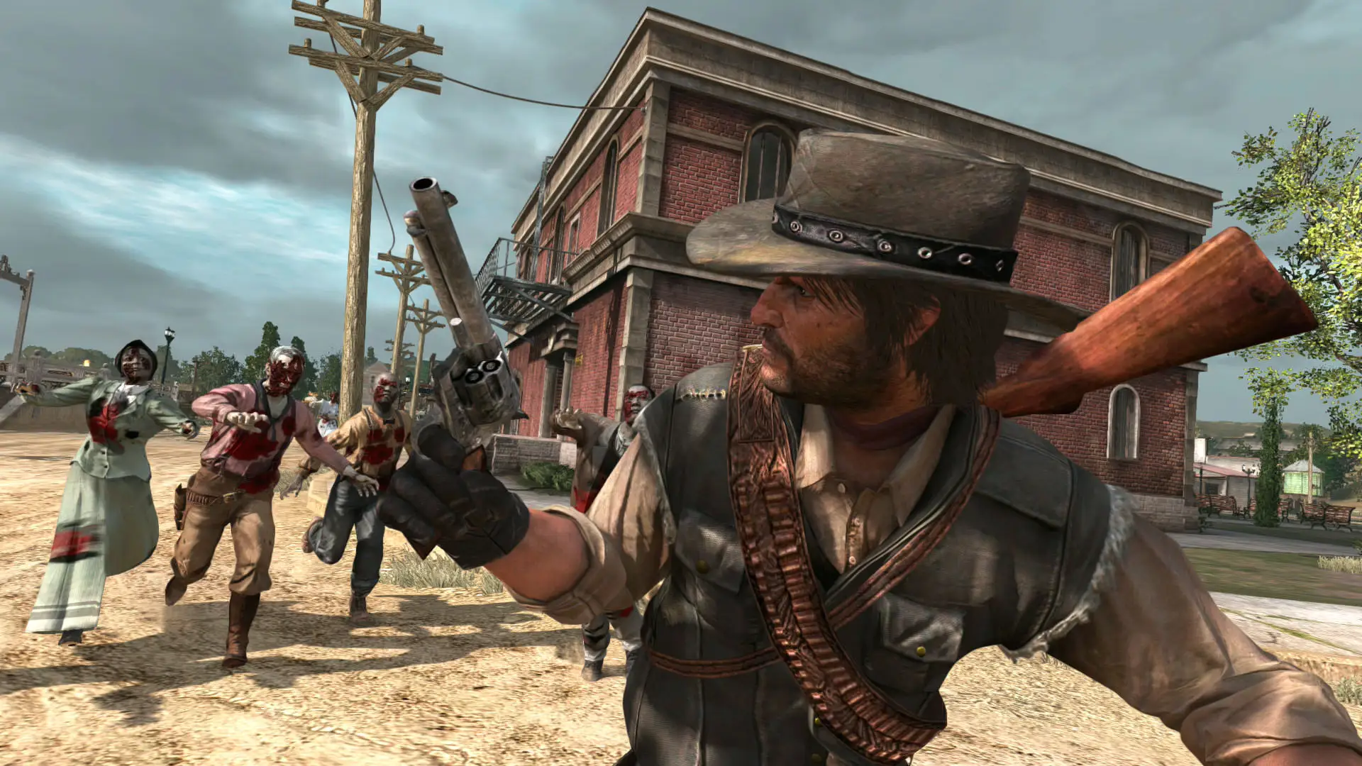 Horde de zombies poursuivant le joueur dans le DLC Undead Nightmare de Red Dead Redemption sur Switch