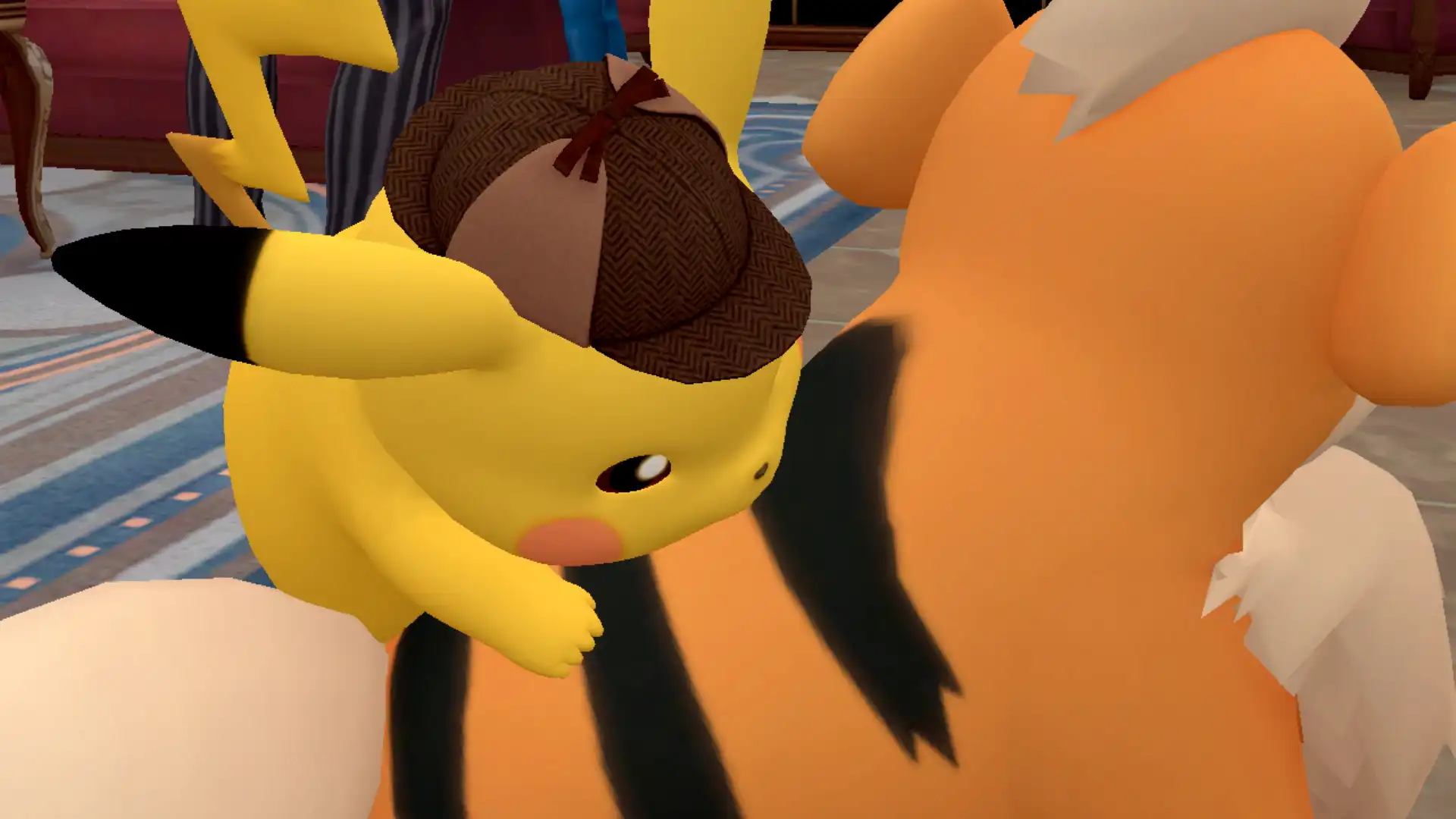 Pikachu monte Caninos pour résoudre une enquête dans Le Retour de Détective Pikachu