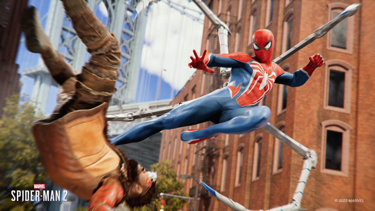 Spider-Man donnant une leçon à un chasseur de Kraven à New York