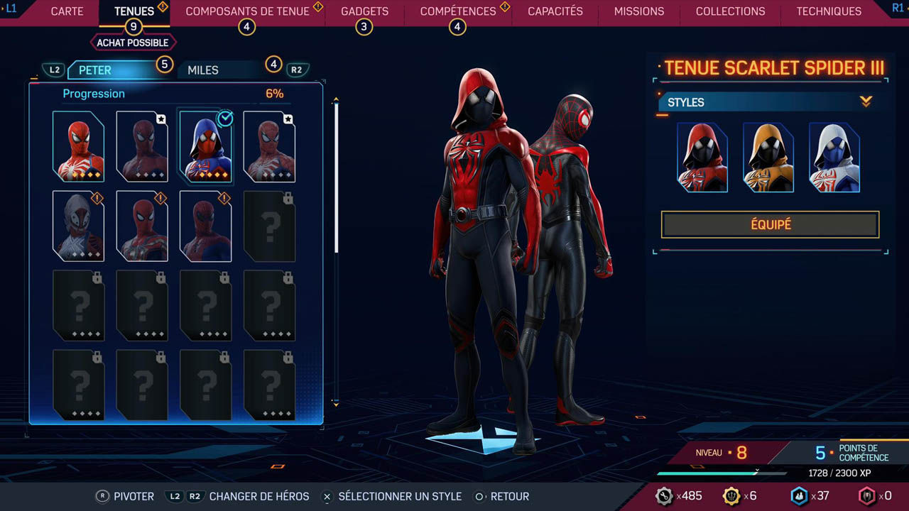 Les nombreux costumes à débloquer dans Marvel's Spider-Man 2