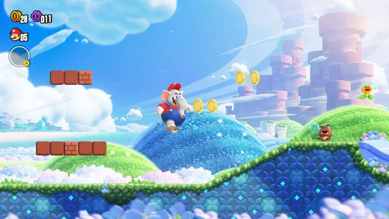 Transformation de Mario en éléphant dans Super Mario Bros. Wonder