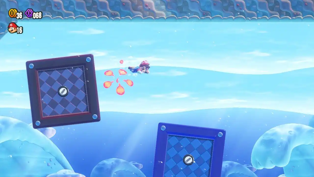 Un badge permet à Mario de nager plus vite dans Super Mario Bros. Wonder
