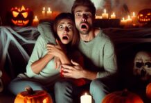 Notre top 10 des meilleurs films d’horreur à regarder pour Halloween Deux personnes effrayées devant un film d'horreur un soir d'halloween