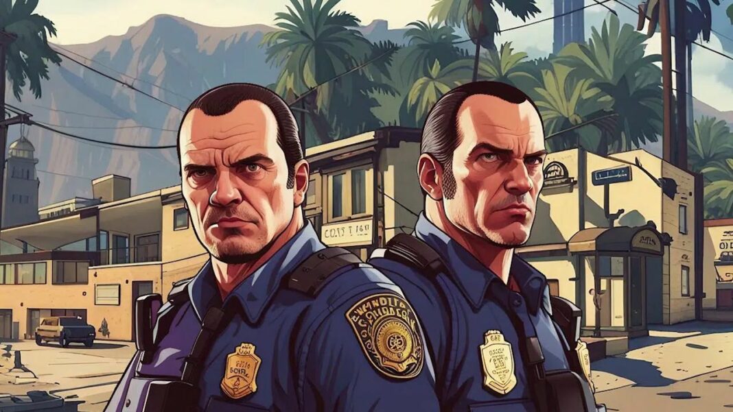 Deux policiers de GTA en avant-plan