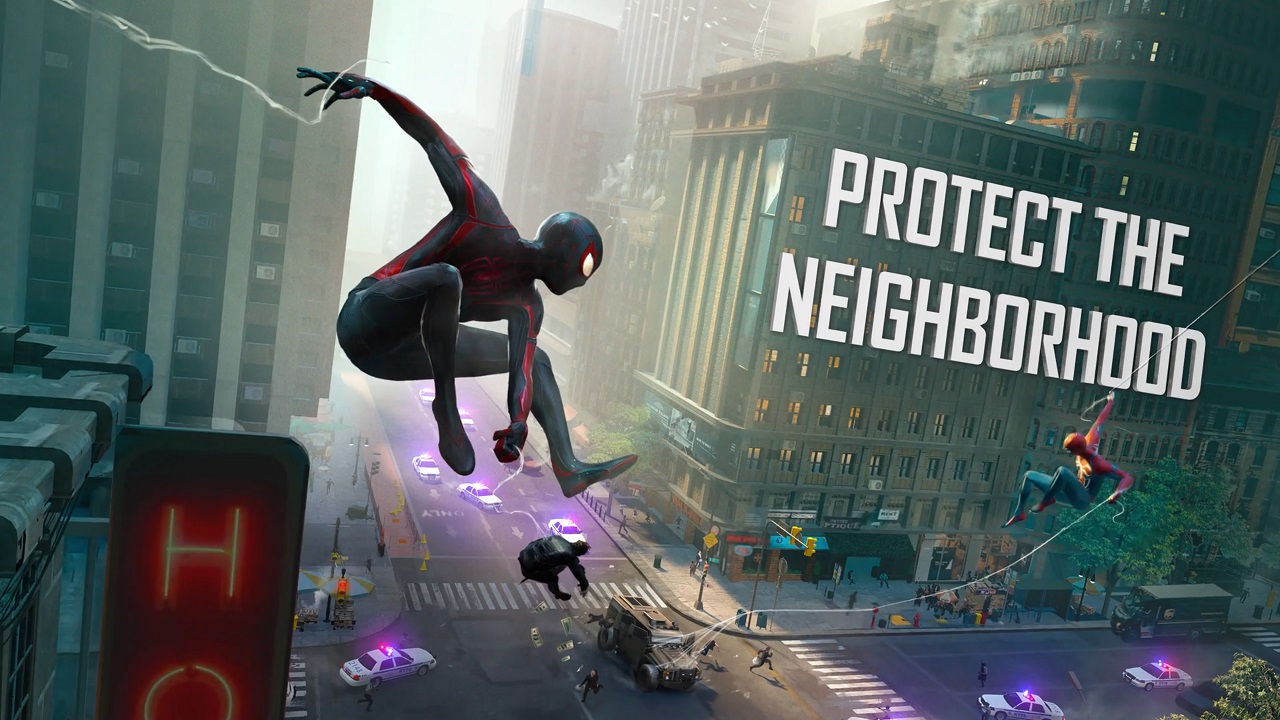 Miles et Peter au cœur de l'action dans les rues de New-York dans le jeu annulé Spider-Man: The Great Web
