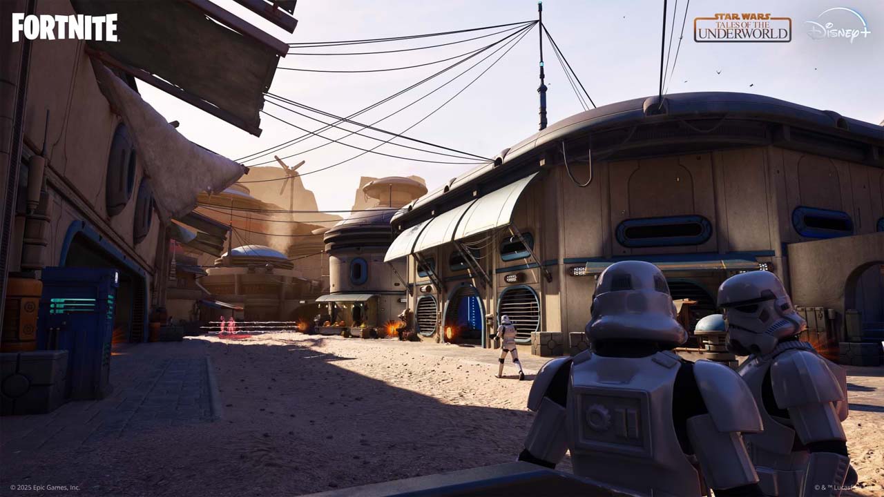 Stormtrooper patrouillant dans le décor inspiré de Star Wars dans Fortnite UEFN