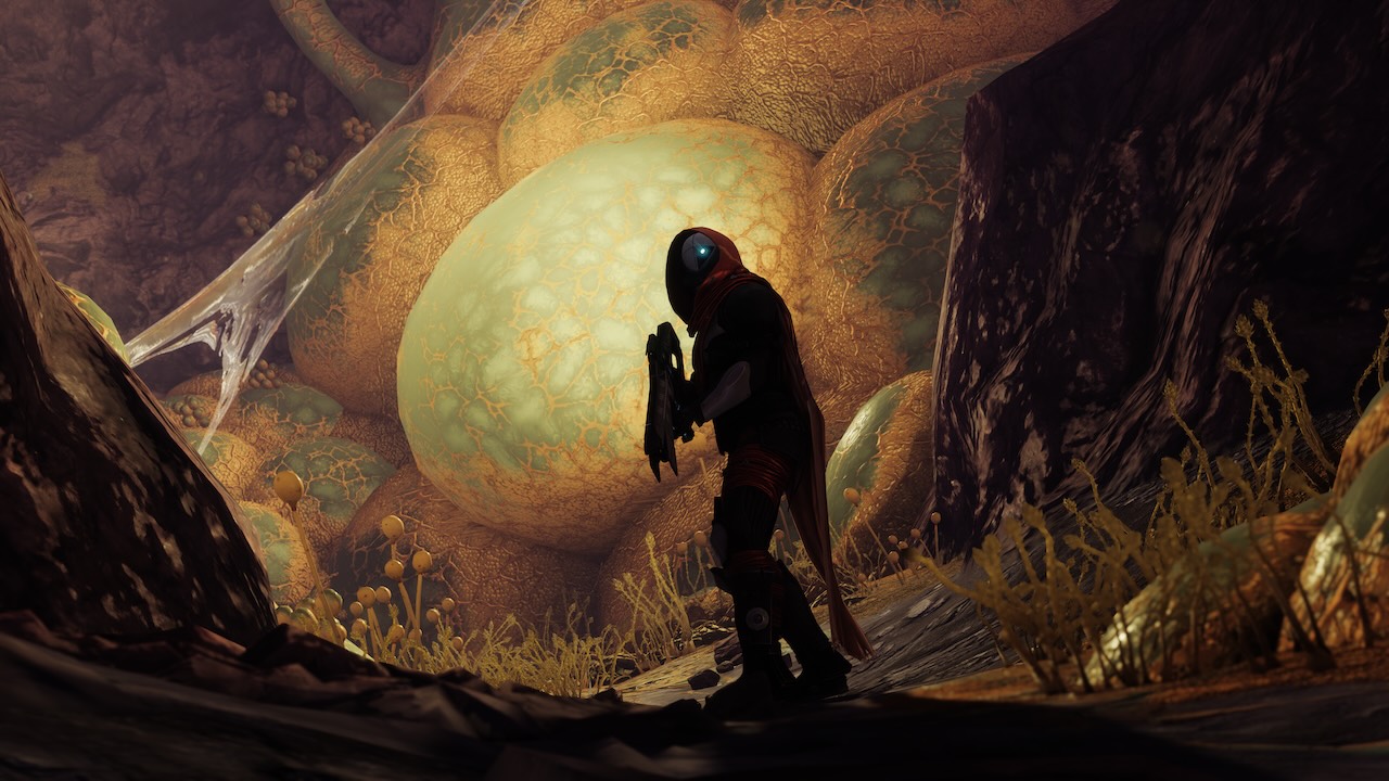 Gardien explorant une caverne remplie de matière noire sur Kepler dans Destiny 2 Les Confins du Destin