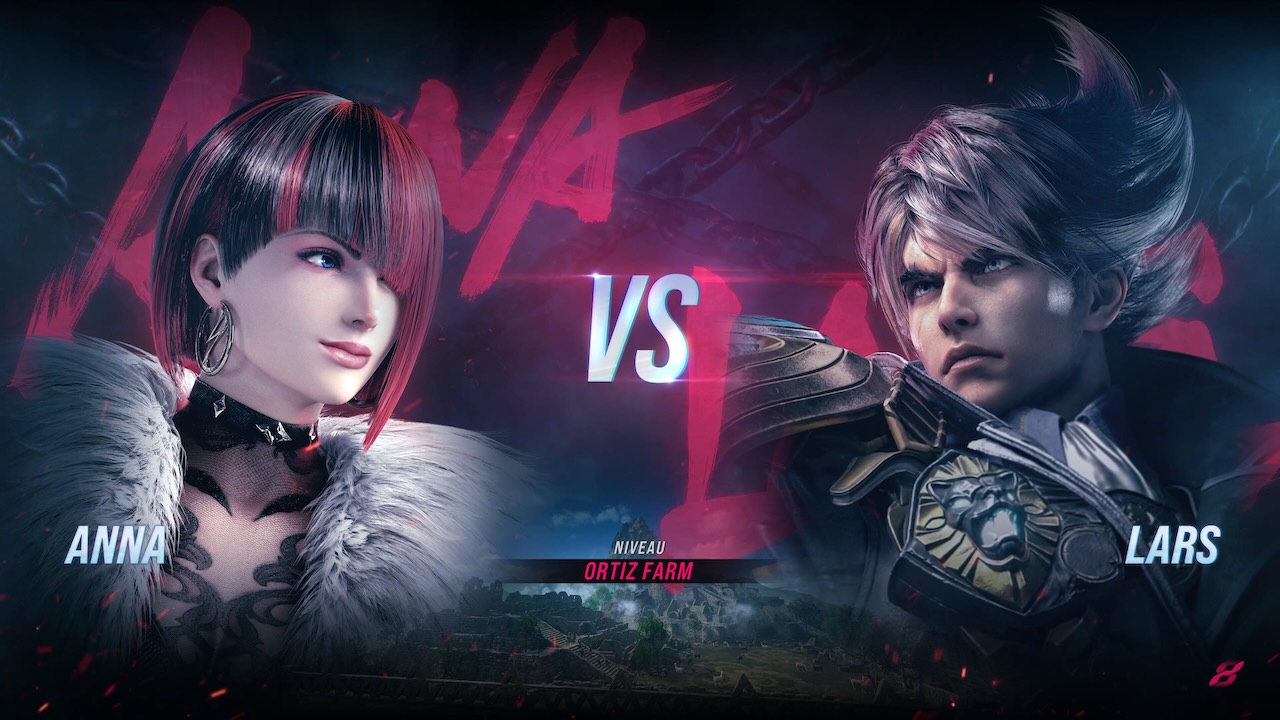 Écran de versus entre Anna Williams et Lars dans Tekken 8