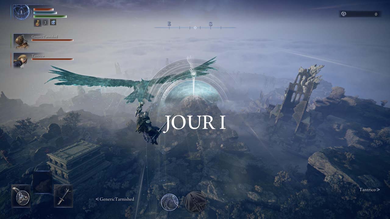 Séquence d'introduction du Jour I dans Nightreign depuis une créature volante