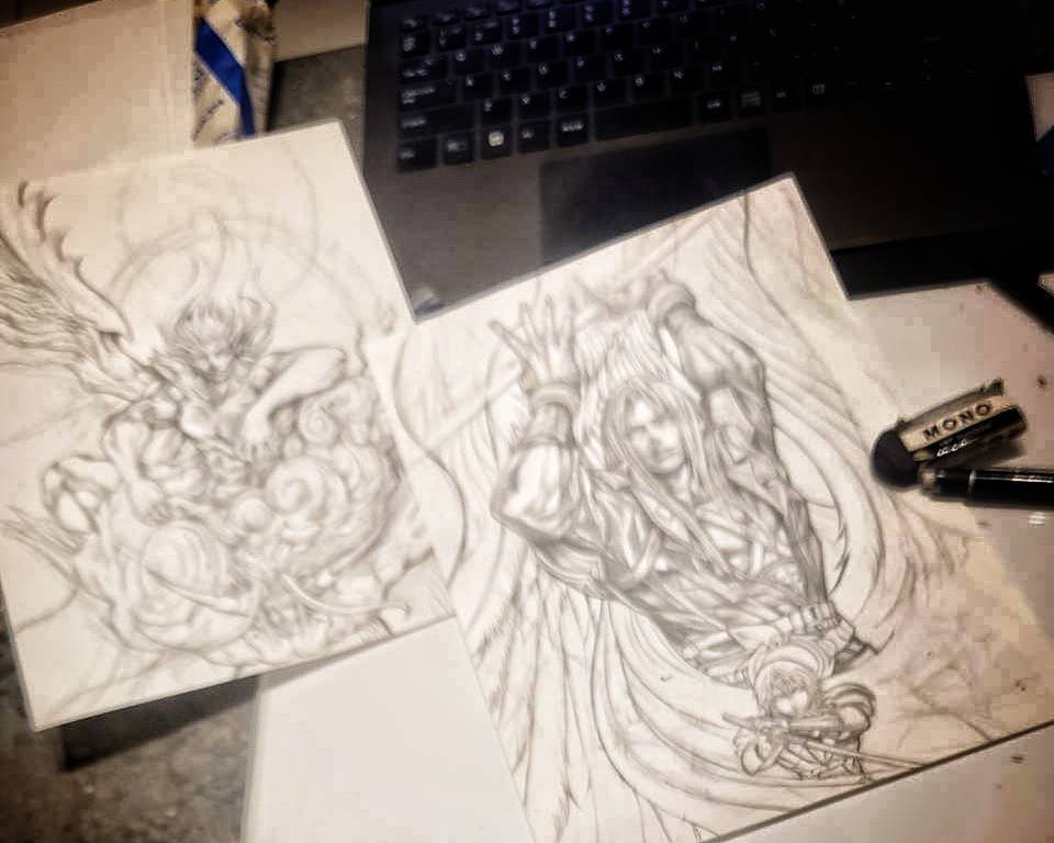 Croquis de Tetsuya Nomura pour les cartes Magic: The Gathering x Final Fantasy