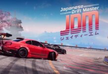 TEST – JDM: Japanese Drift Master, plaisirs de glisse et virages manqués Affiche promotionnelle de JDM: Japanese Drift Master avec voitures en drift et logo du jeu en japonais