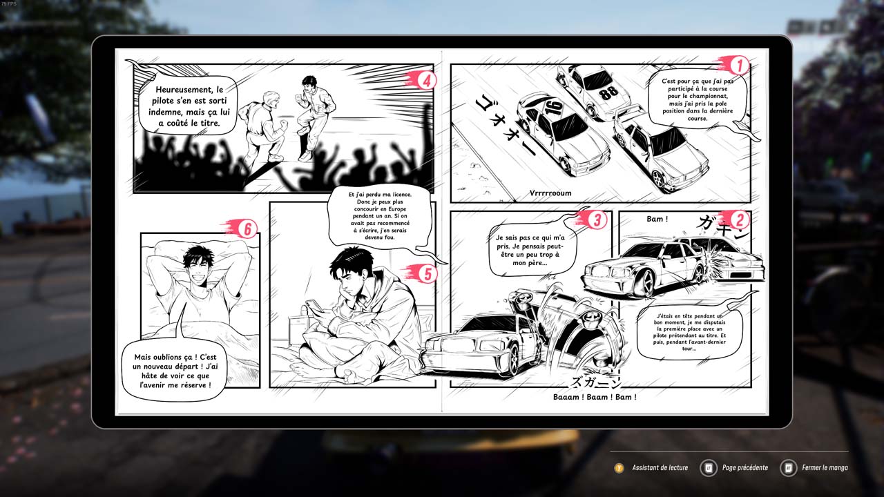 Introduction de l'histoire de JDM: Japanese Drift Master racontée sous forme de manga interactif
