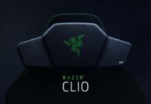 Razer Clio transforme votre chaise gaming en système audio immersif Coussin audio Razer Clio fixé à une chaise gaming compatible, avec logo THX visible