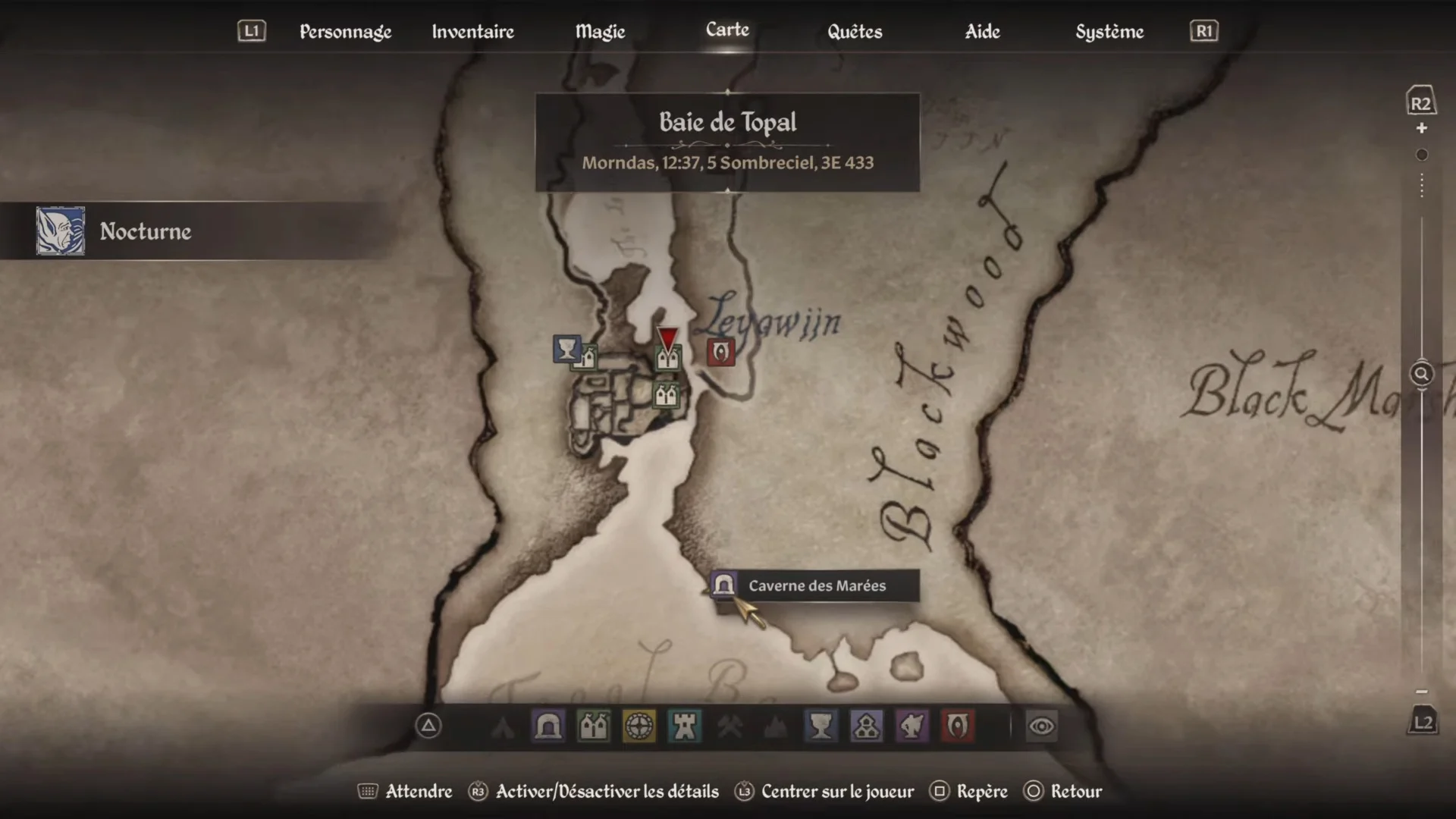 Emplacement de la caverne des marées dans Oblivion Remastered