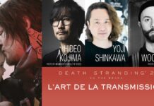 Reportage : Death Stranding 2 – l’art de la transmissions, Kojima Productions au cœur d’une exposition parisienne Illustration promotionnelle de Death Stranding 2 On the Beach avec Hideo Kojima, Yoji Shinkawa et Woodkid à Paris