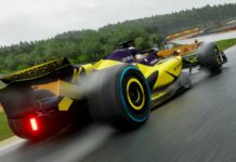 F1 26 annulé : EA opte pour une extension 2026 de F1 25 Voiture Konnersport dans F1 25 sous la pluie avec rendu réaliste de projection d’eau