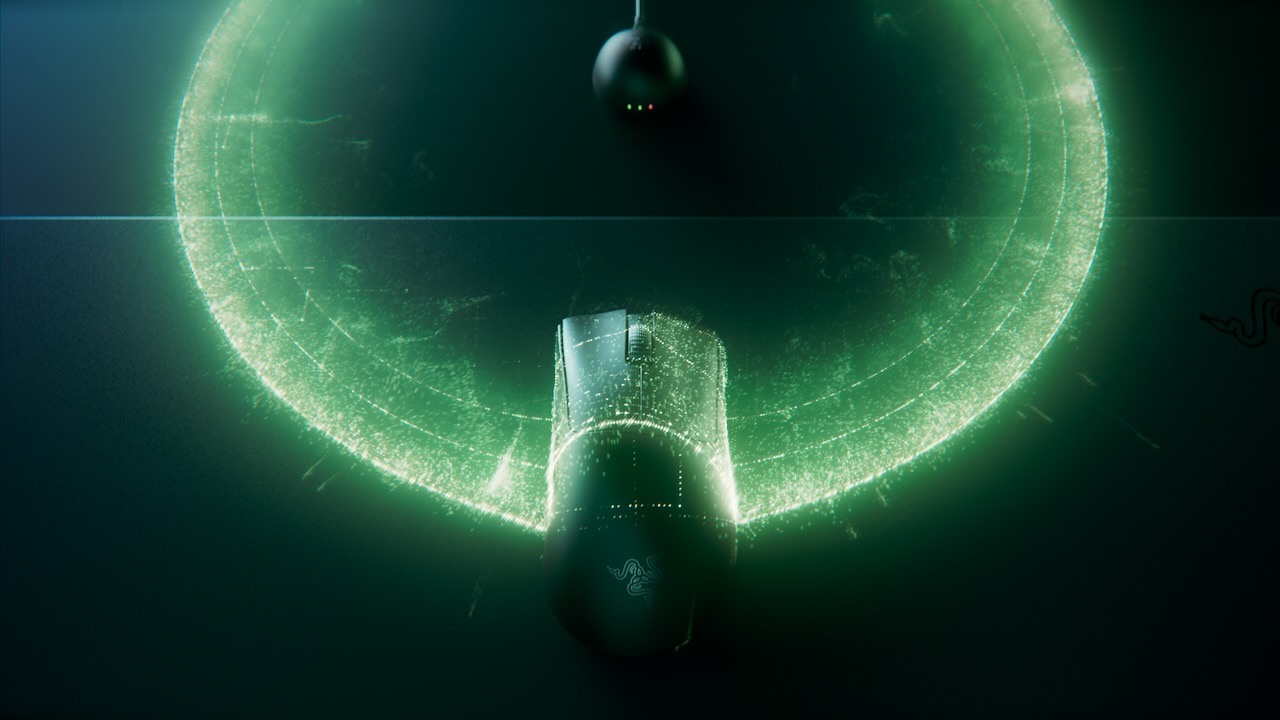 Technologie sans fil HyperSpeed de la Razer DeathAdder V4 Pro illustrée visuellement