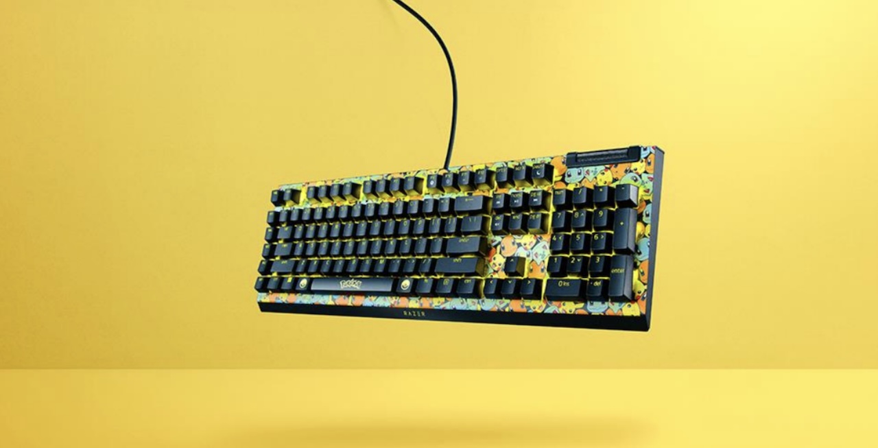 Clavier Razer BlackWidow V4 X édition Pokémon aux couleurs de Pikachu et des starters de Kanto