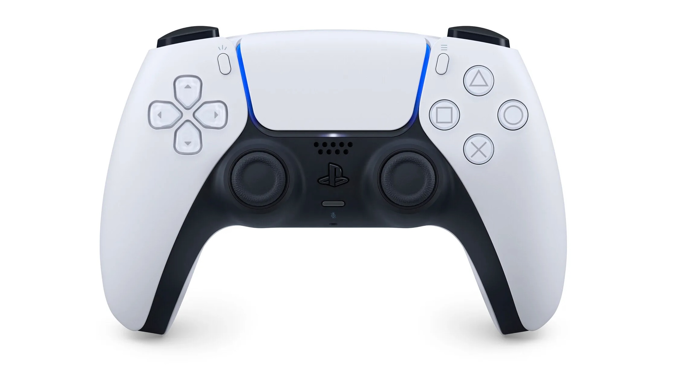 Manette DualSense blanche de la PlayStation 5 vue de face