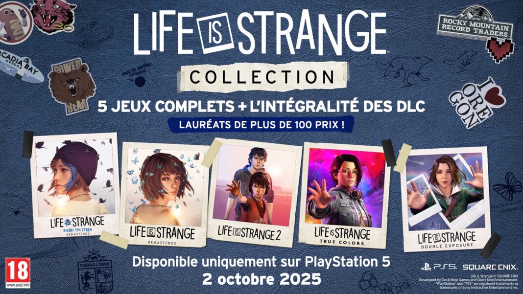 Affiche officielle Life is Strange Collection sur PS5 avec les cinq jeux complets et tous les DLC, sortie le 2 octobre 2025