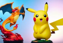 Pokémon x Sideshow : la figurine Pikachu taille réelle va faire craquer les collectionneurs Statues Pokémon grandeur nature de Pikachu et Dracaufeu exposées côte à côte par Sideshow
