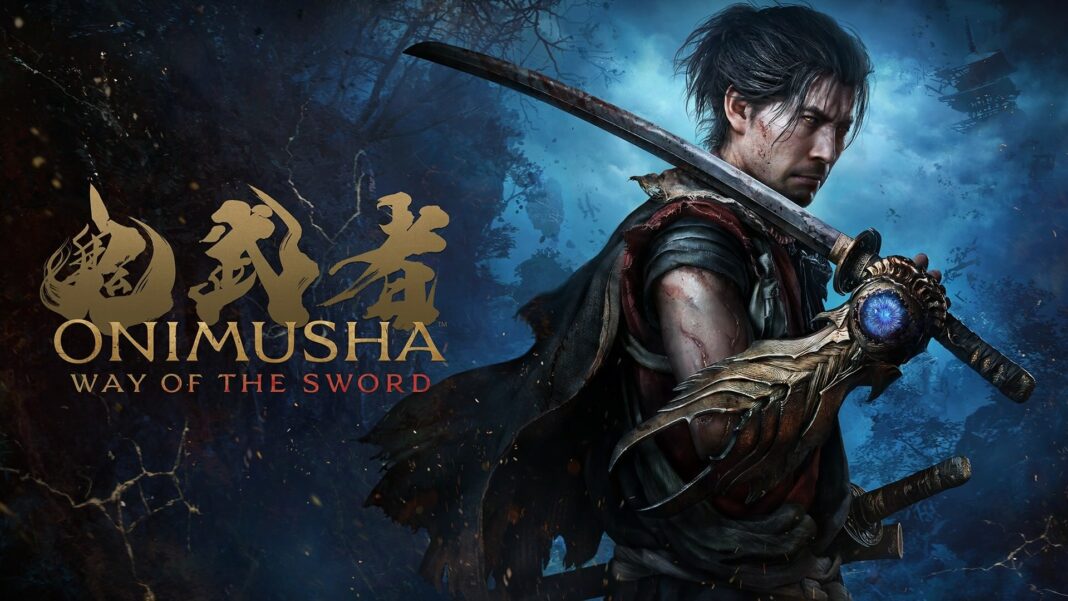 Artwork officiel de Onimusha: Way of the Sword avec Musashi armé de son katana et du Gant Oni