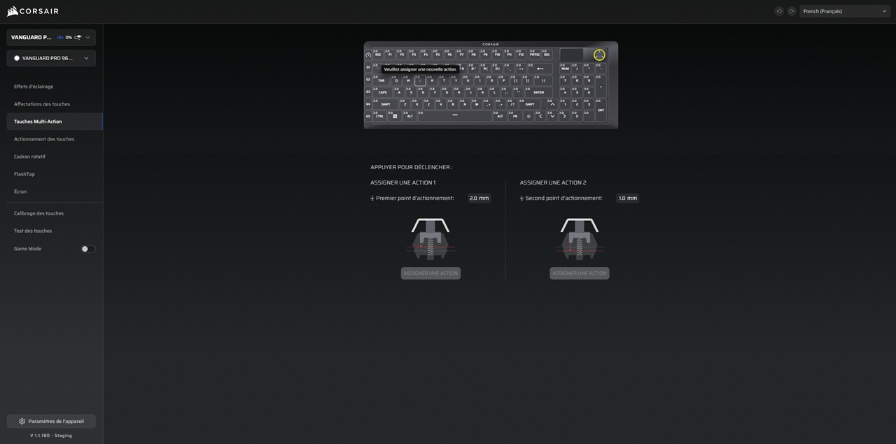 Interface Corsair Web Hub du clavier Vanguard Pro 96
