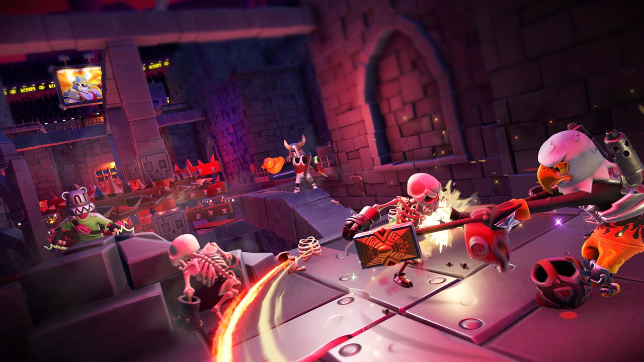 King of Meat combat hack and slash avec squelettes et pièges dans un donjon