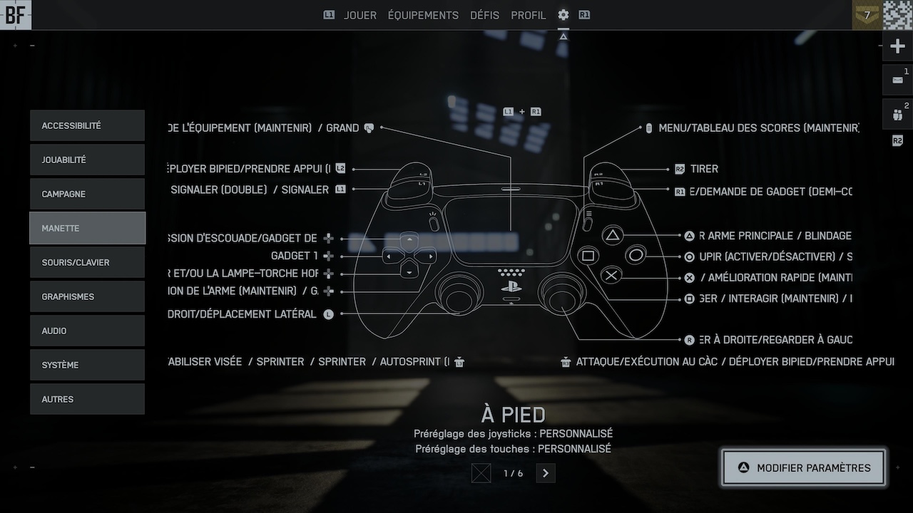 Menu PS5 pour désactiver les gâchettes adaptatives sur Battlefield 6 (1)