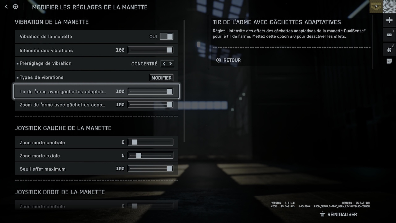 Menu PS5 pour désactiver les gâchettes adaptatives sur Battlefield 6 (3)