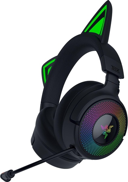 Razer Kraken Kitty V3 Pro - Casque Gaming sans Fil RGB Kitty - Oreilles de Chat réactives pour Le Streaming - Membrane Triforce 40 mm, Hyperspeed Wireless et Bluetooth, THX Spatial Audio