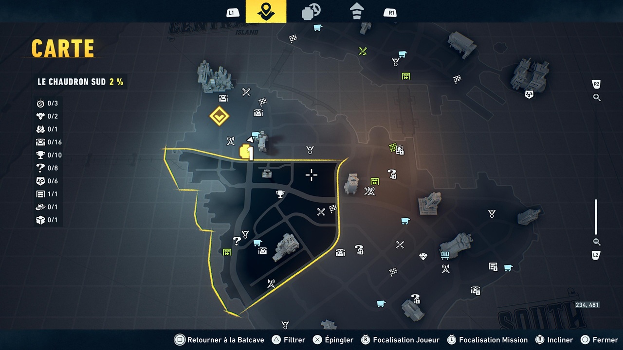 La map de Gotham sur LEGO Batman est ouverte, dense et très verticale